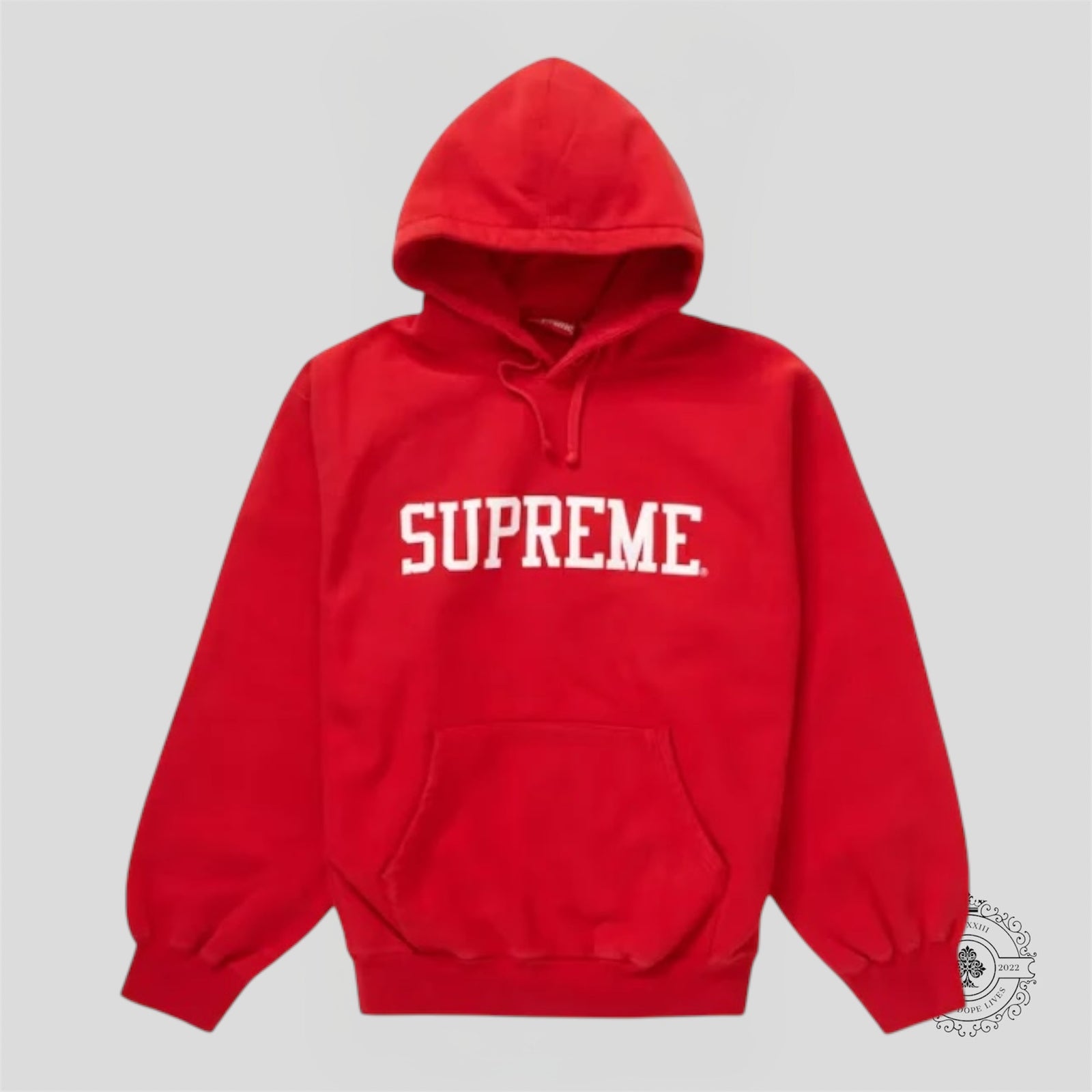 Supreme Stacked Varsity Hooded Sweatshirt in Red