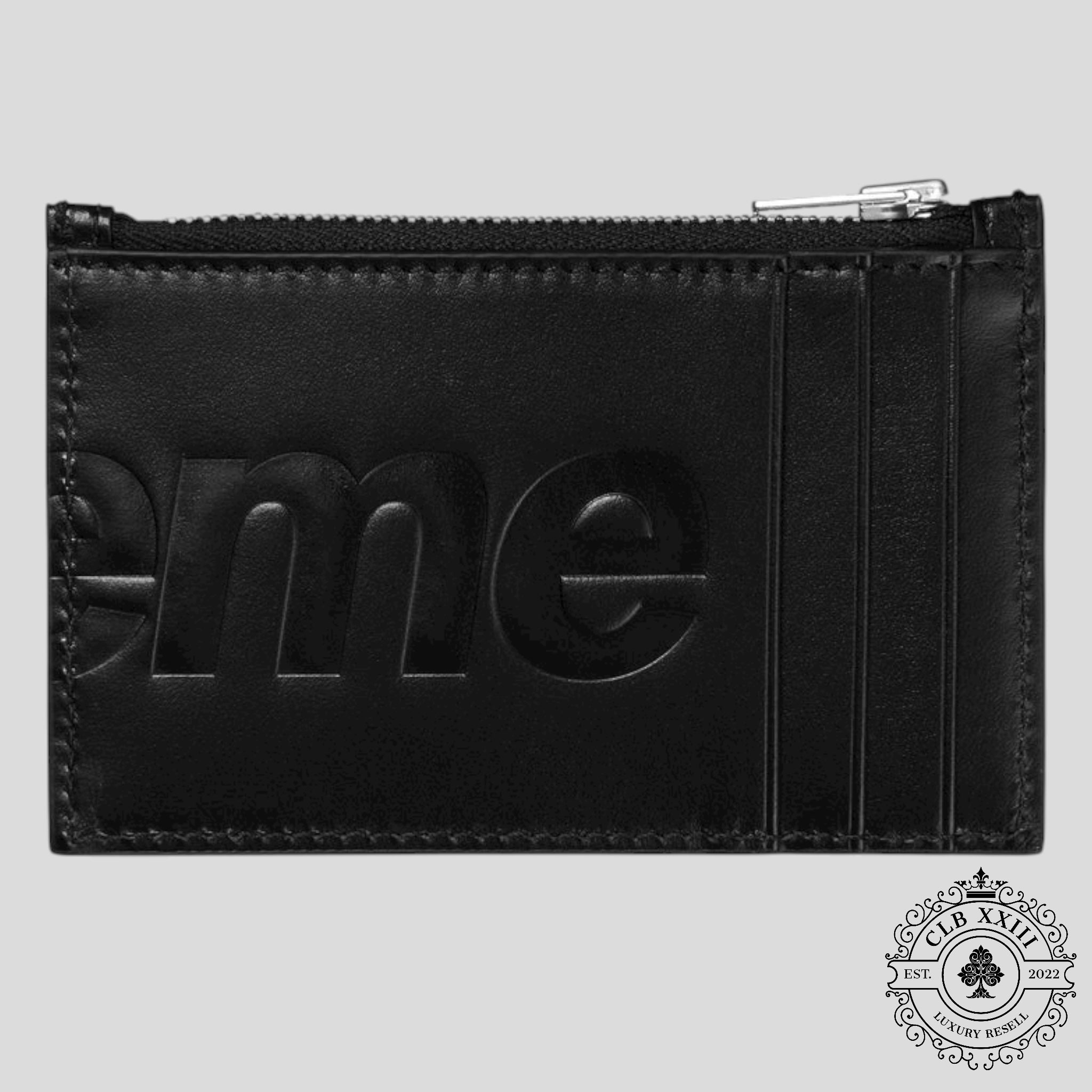 Supreme Leather Zip UP Card Holder in Black