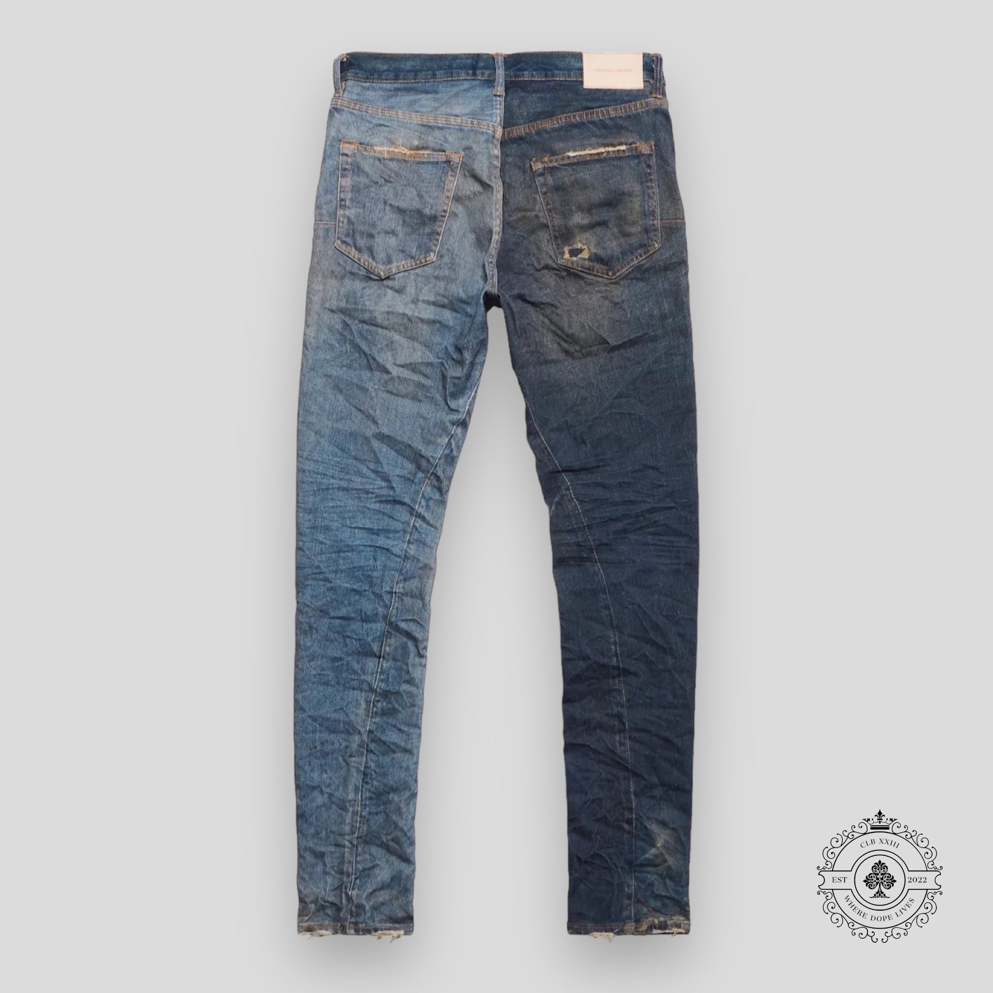 Purple Brand Dirty Mid-Dark Indigo Printed Denim Jeans