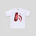 BAPE Camo Tiger Shark Tee in White & Red