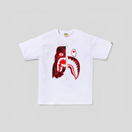 BAPE Camo Tiger Shark Tee in White & Red