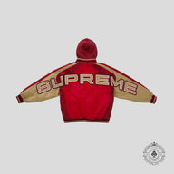 Supreme Hooded Stadium Jacket in Red