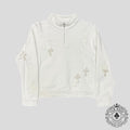 Chrome Hearts Leather Cross Patch Quarter Zip in White