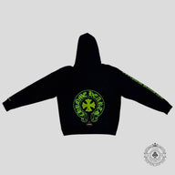 Chrome Hearts Signed Leather Cross Patch Hoodie - Black/Green