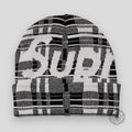Supreme Big Logo Beanie in White Plaid