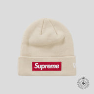 Supreme New Era Box Logo Beanie FW24 in Stone