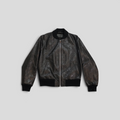 CLB XXIII black Gucci GG embossed leather bomber jacket with ribbed collar and cuffs