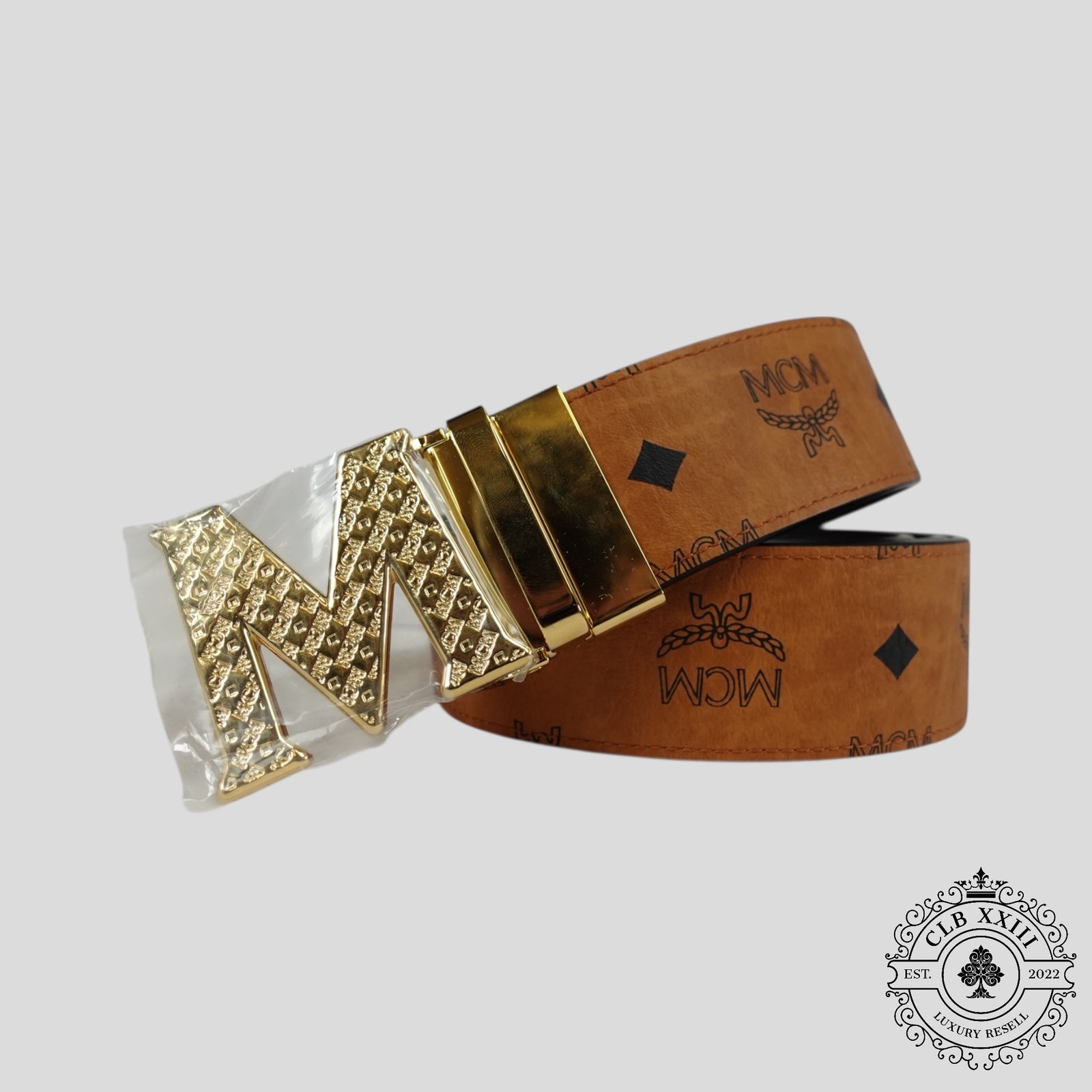 MCM Claus Reversible Belt in Cognac
