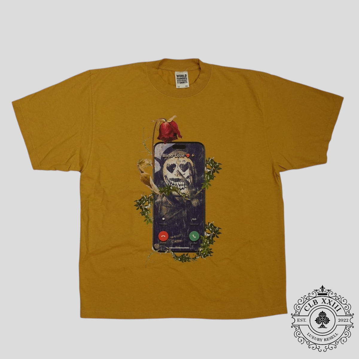 Blind Love Reap What You Love T-Shirt in Mustard