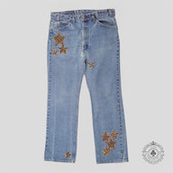 Chrome Hearts Levi Star Patch Jeans in Indigo / Leopard