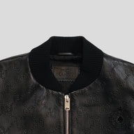 Gucci GG Leather Bomber Jacket in Black