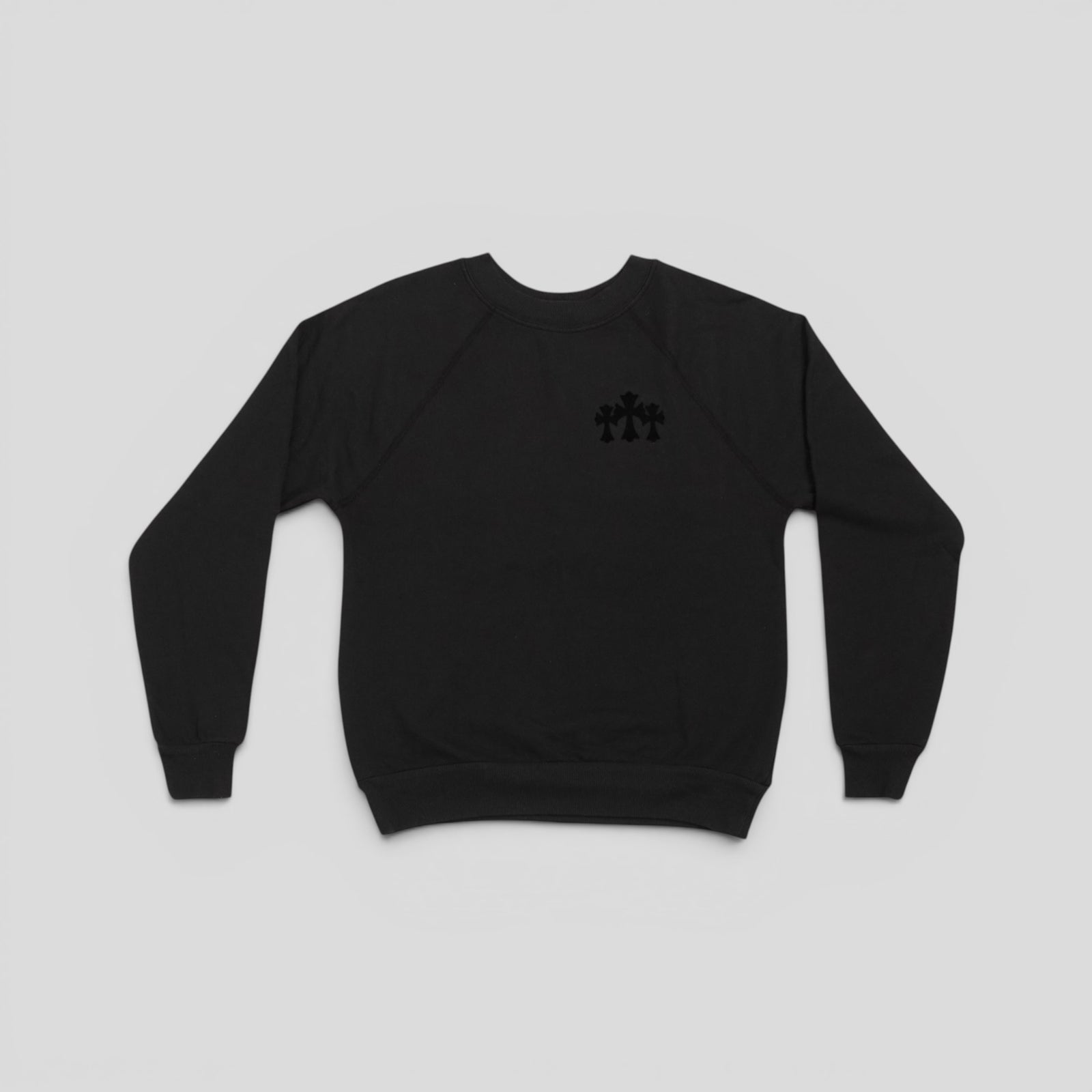 Chrome Hearts Women's Triple Cross CH Flocked Crewneck in Black