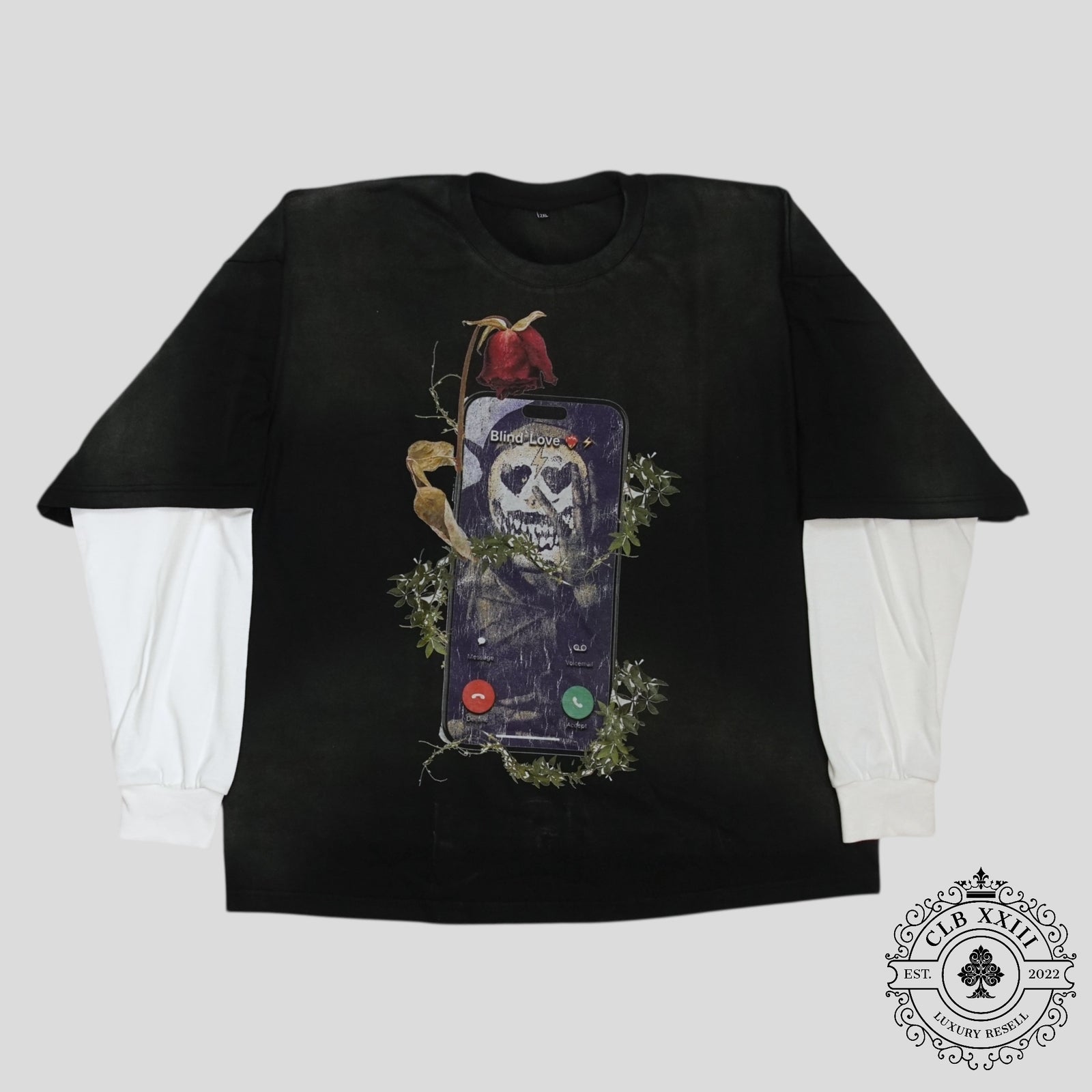 Blind Love Reap What You Love Double Layer T-Shirt in Black