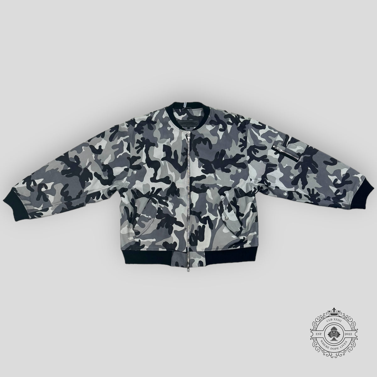 Chrome Hearts Camouflage Baseball Leather Jacket