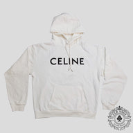 Celine Homme Logo Hoodie in White