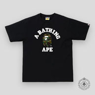 Bape 1st Camo College Tee in Black / Green