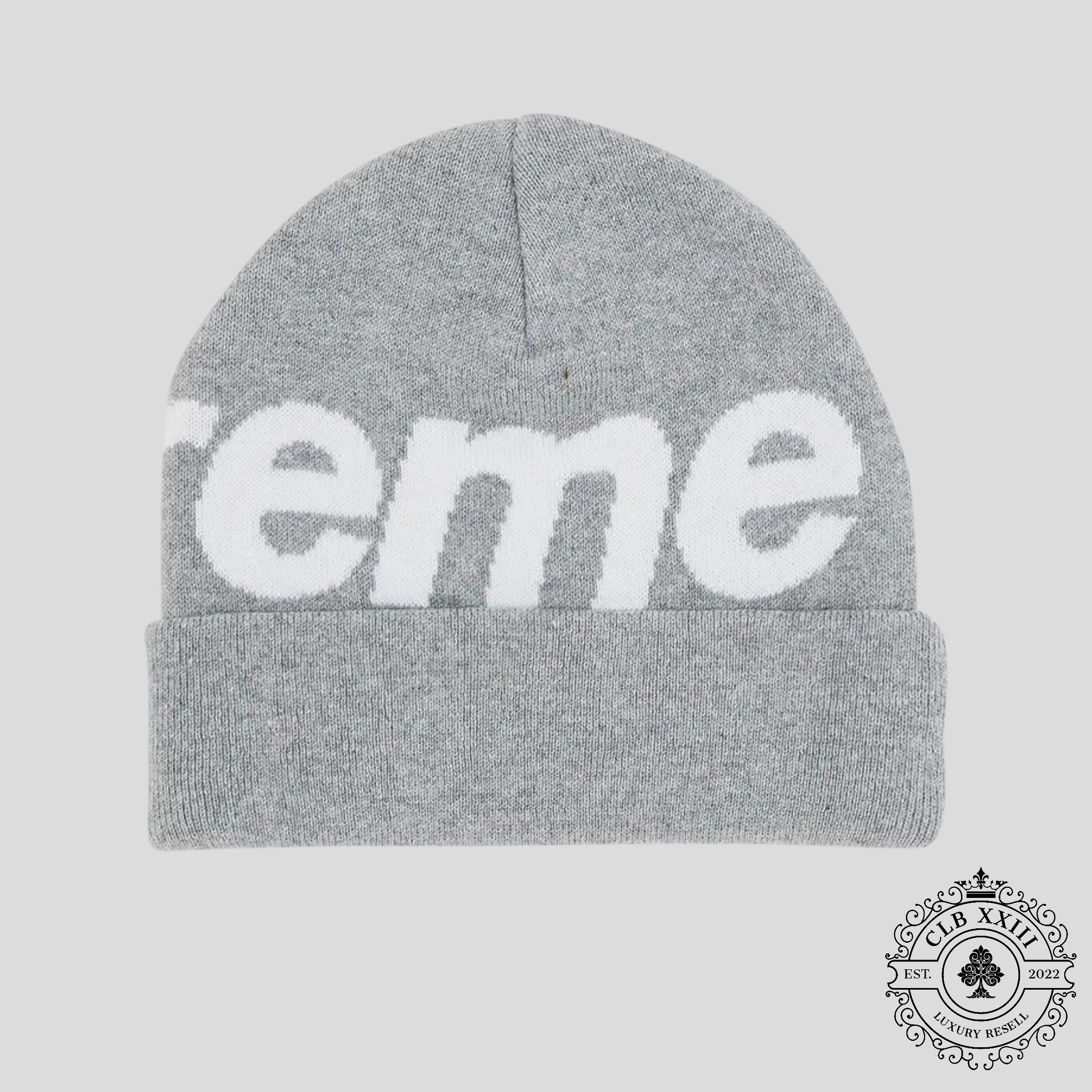 Supreme Big Logo Beanie (FW24) in Ash Grey