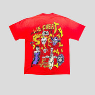 Warren Lotas Lie Cheat Steal Tee in Red