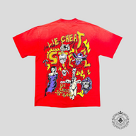 Warren Lotas Lie Cheat Steal Tee in Red