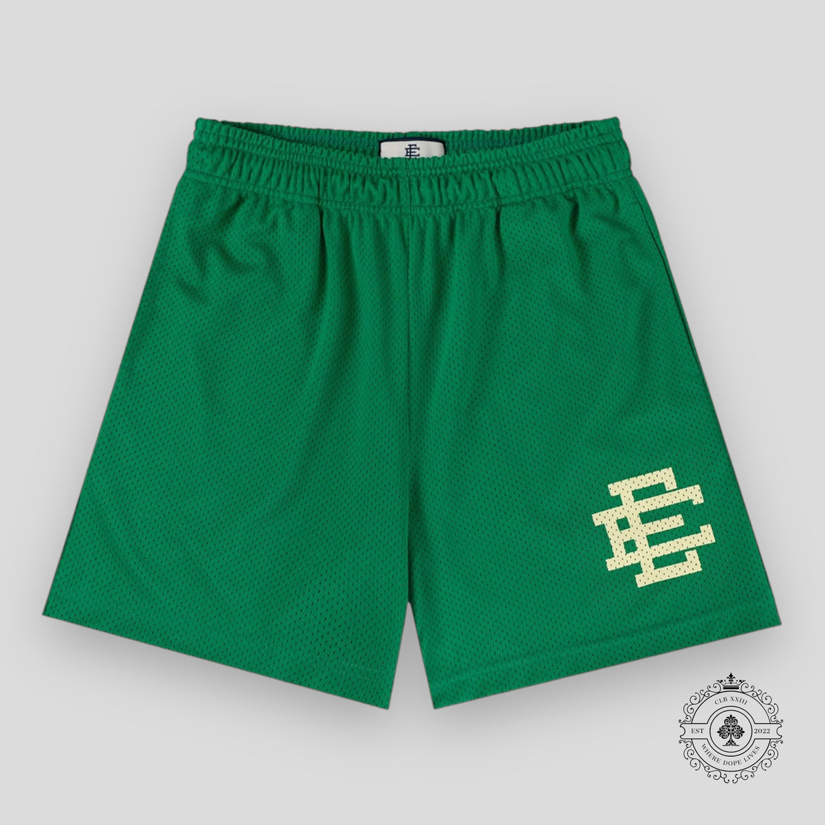 Eric Emanuel EE Basic Shorts in Kelly Green/Off White