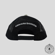 Chrome Hearts Triple Cross Trucker Hat in Black / Orange