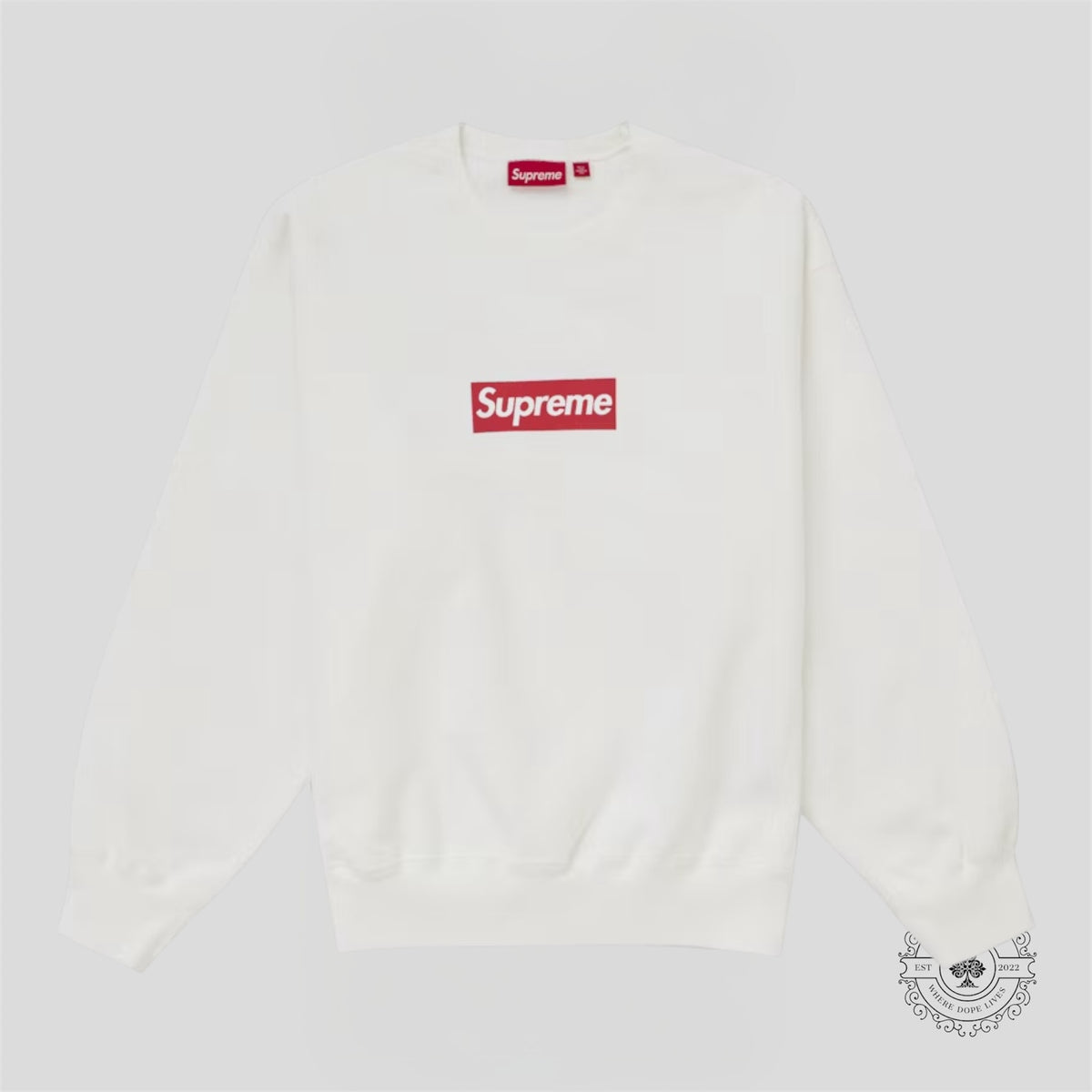Supreme Washed Box Logo Crewneck in White