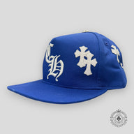 Chrome Hearts Leather Cross Patch Hat in Blue