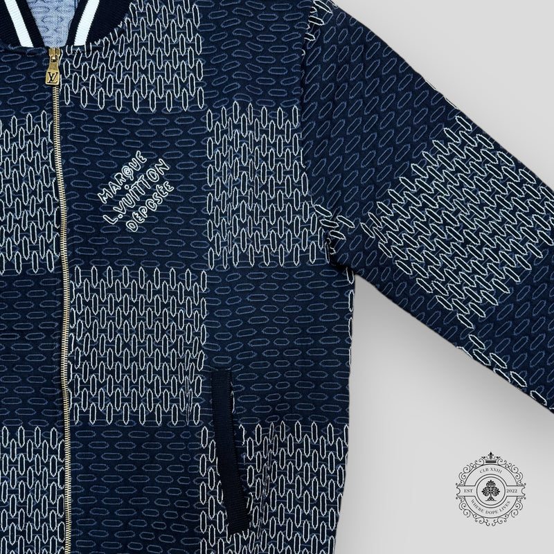 Louis Vuitton Tennis Damier Quilted Cotton Bomber in Navy Blue