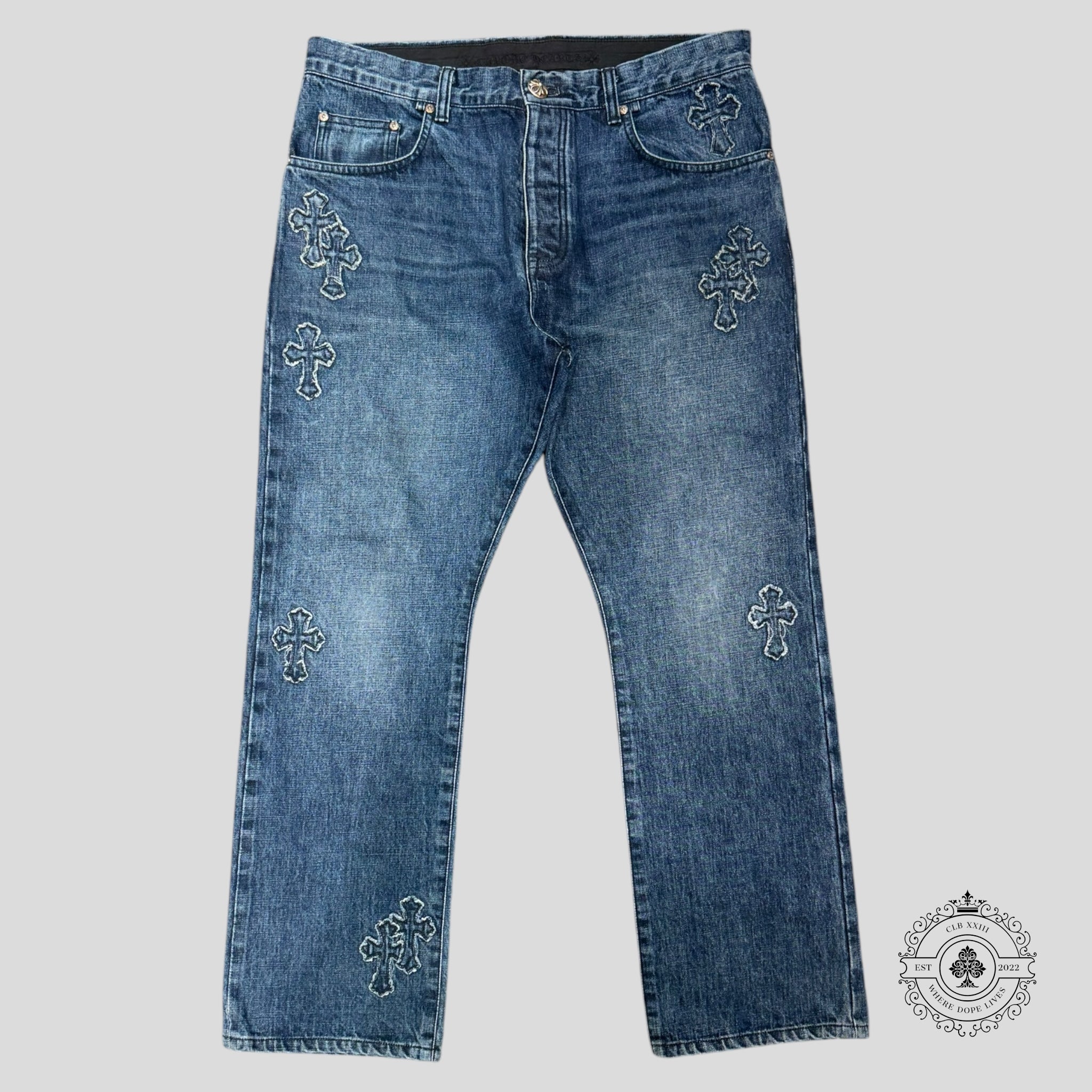 Chrome Hearts Denim Cross Patch Jeans