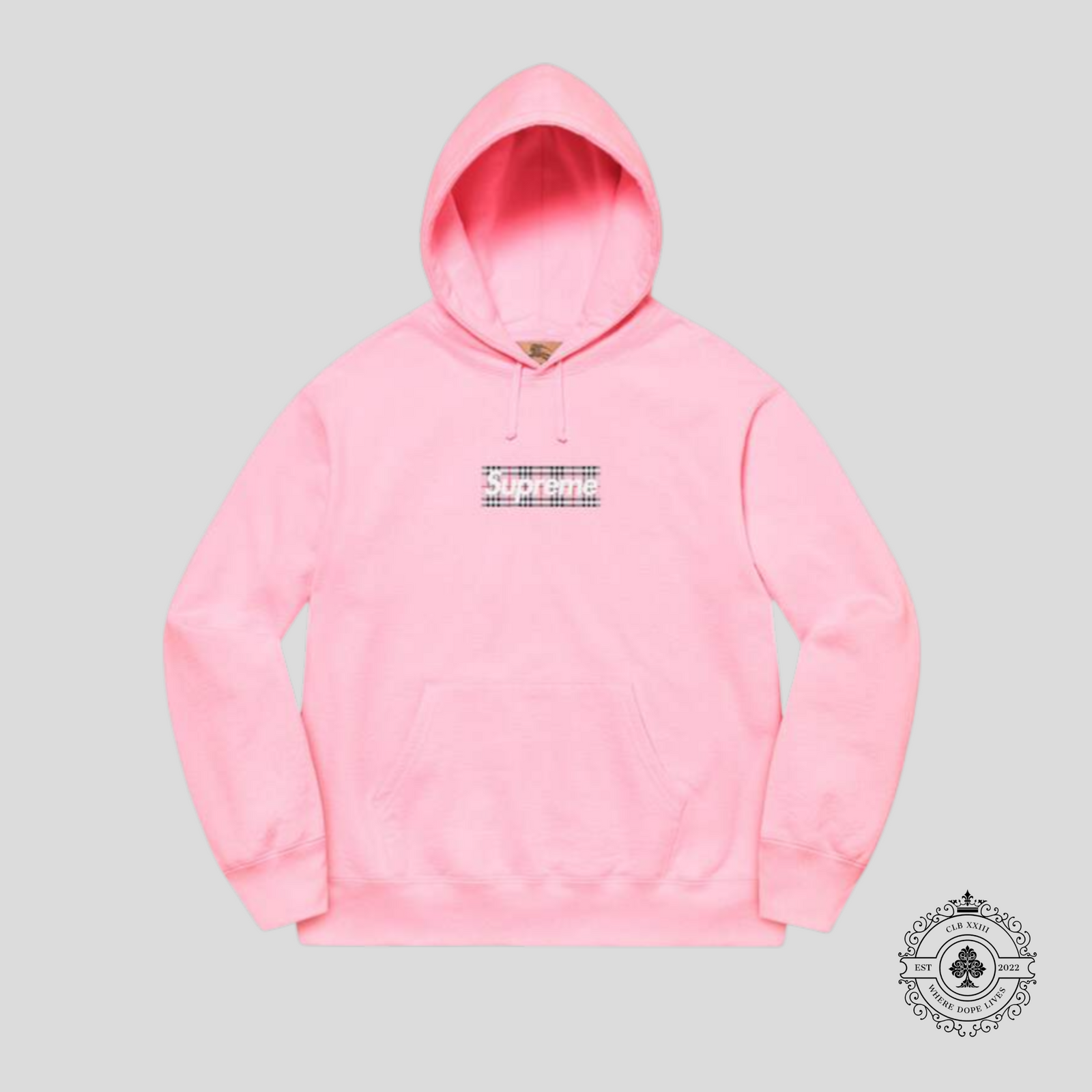 Supreme X Burberry Box Logo Hooded Sweatshirt in Light Pink
