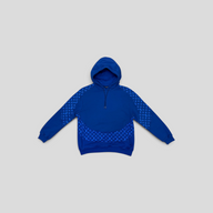CLB XXIII Louis Vuitton ocean blue cotton hoodie featuring a monogram circle cut design and drawstring hood.