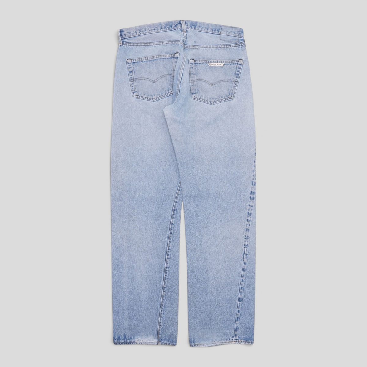 CLB XXIII Chrome Hearts Levis Redline 501 light wash denim jeans, back view showing signature pockets.