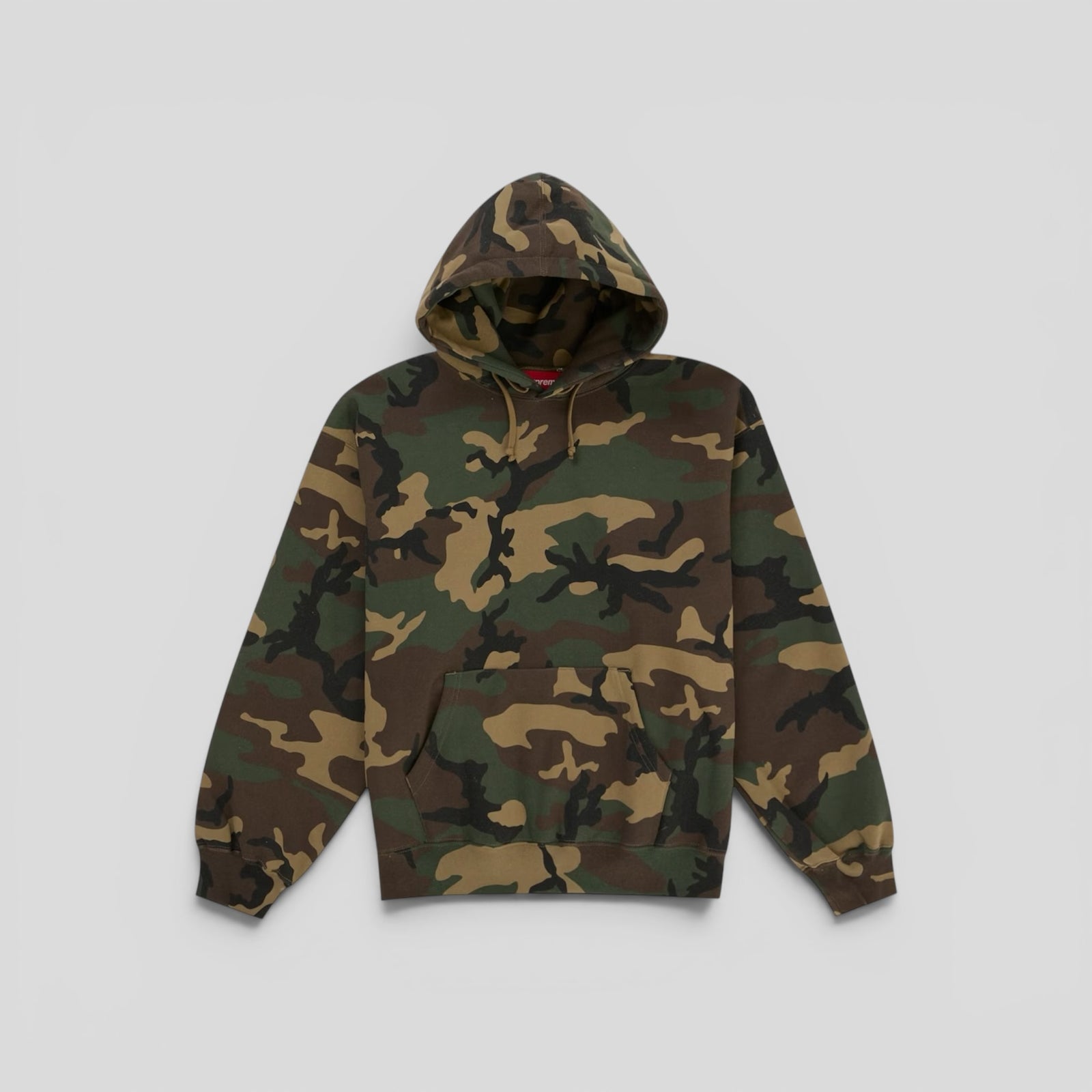 Supreme Satin Applique Hooded Sweatshirt in Woodland Camo (SS26)