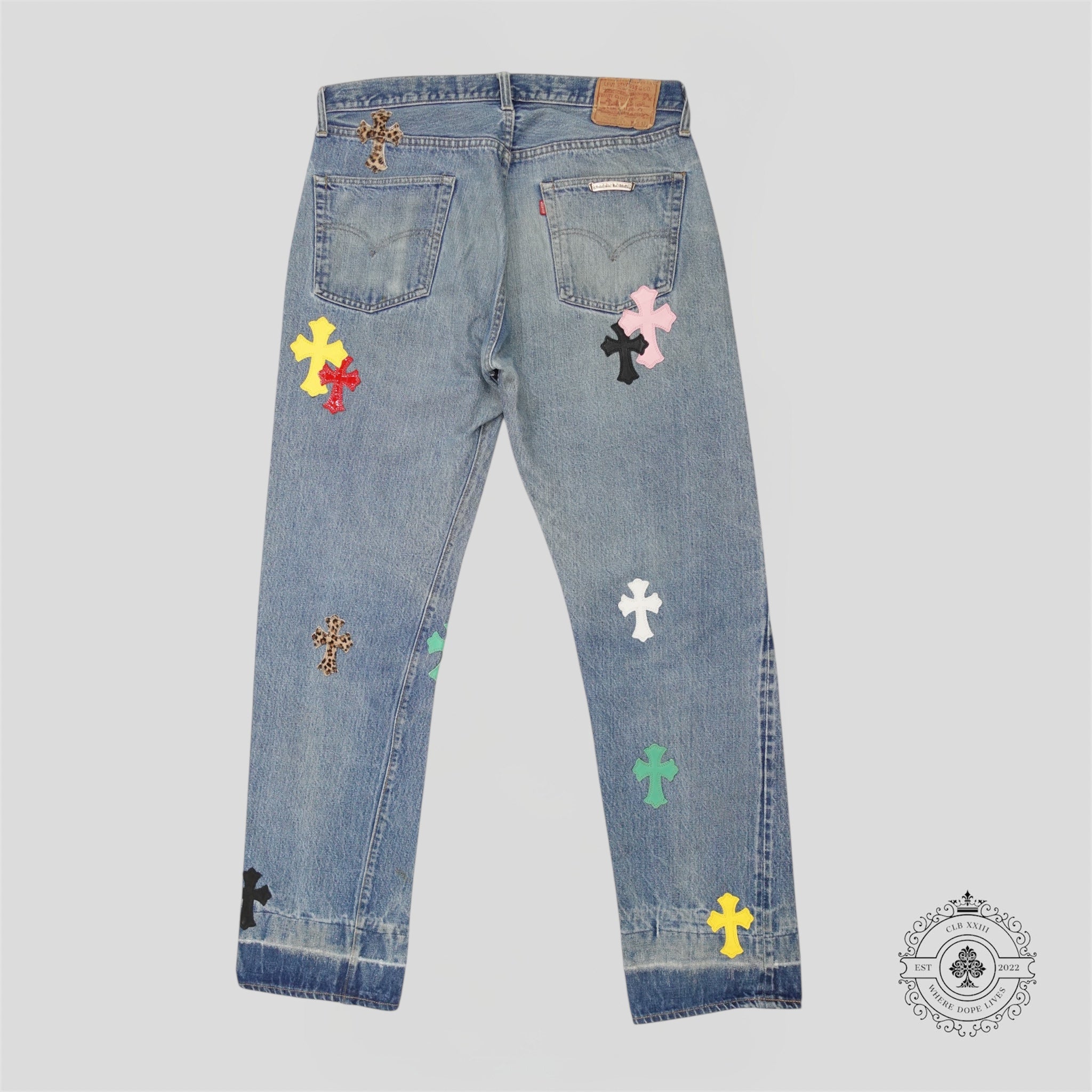 Chrome Hearts Multicolor Cross Patch Jeans