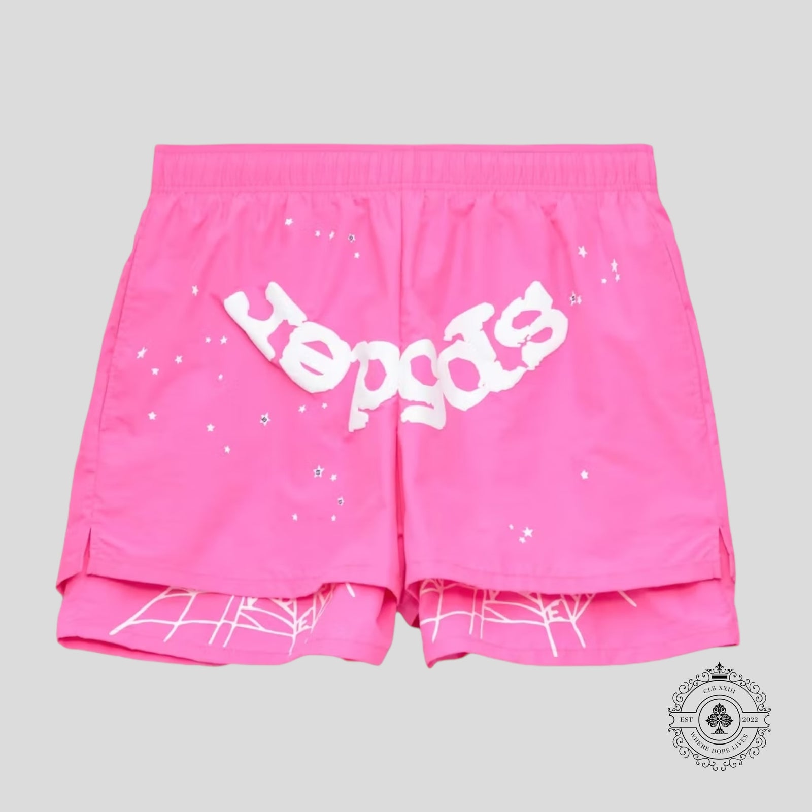Sp5der OG Web Double Layer Short in Pink