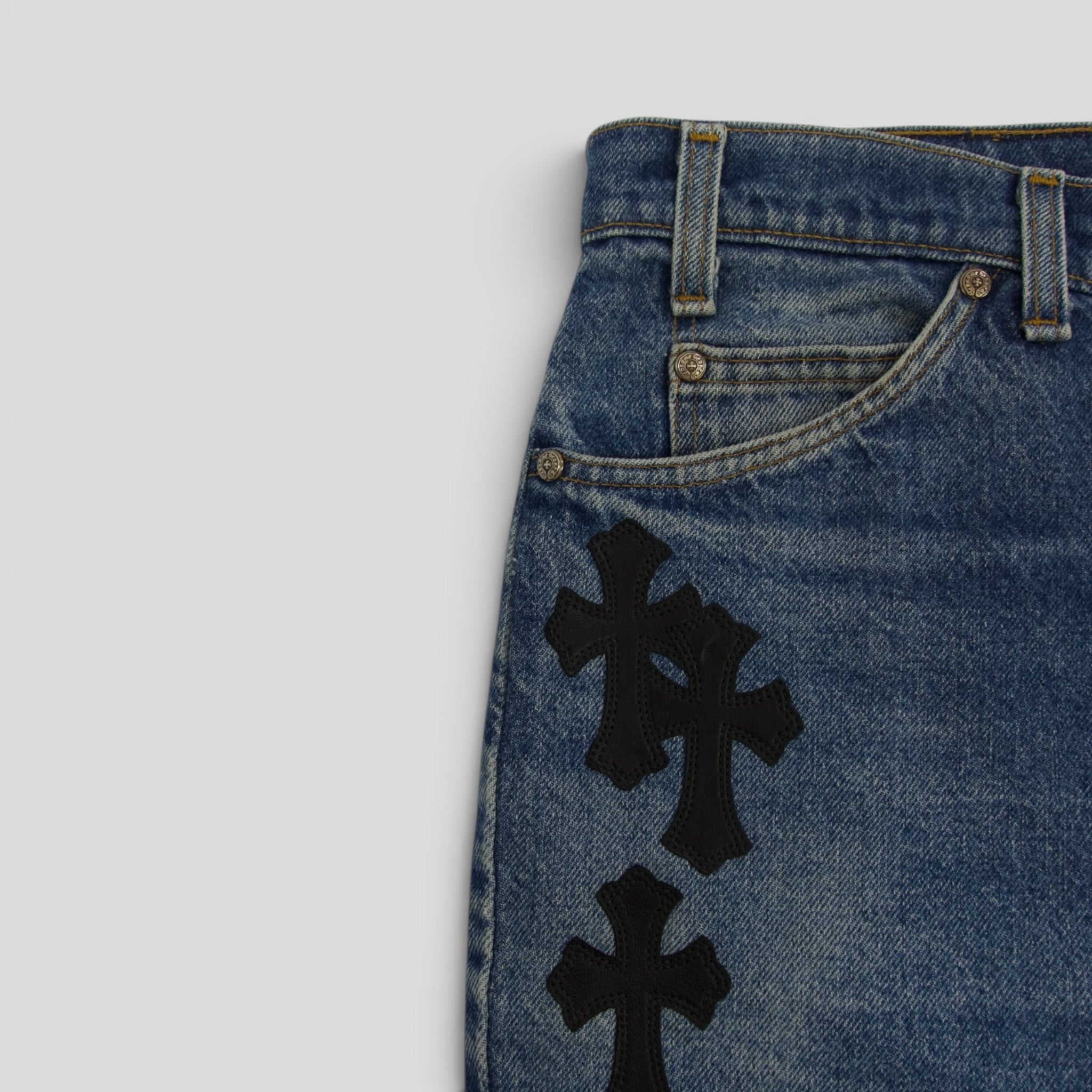 Chrome Hearts Levis Leather Cross Patch Jeans