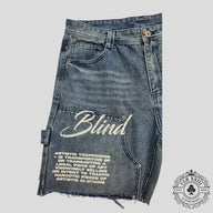 Blind Love Double Knee Denim Shorts in Medium Wash