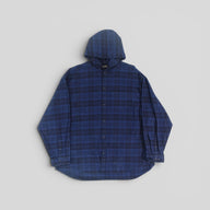 Balenciaga Plaid Hooded Button Up in Blue
