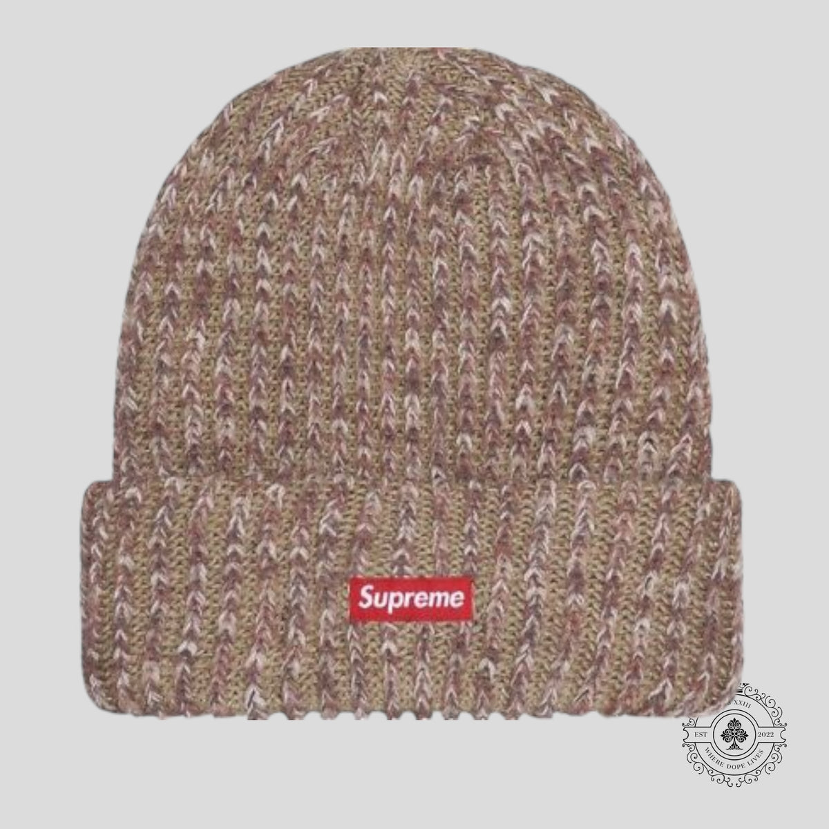 Supreme Rainbow Loose Gauge Beanie in Tan
