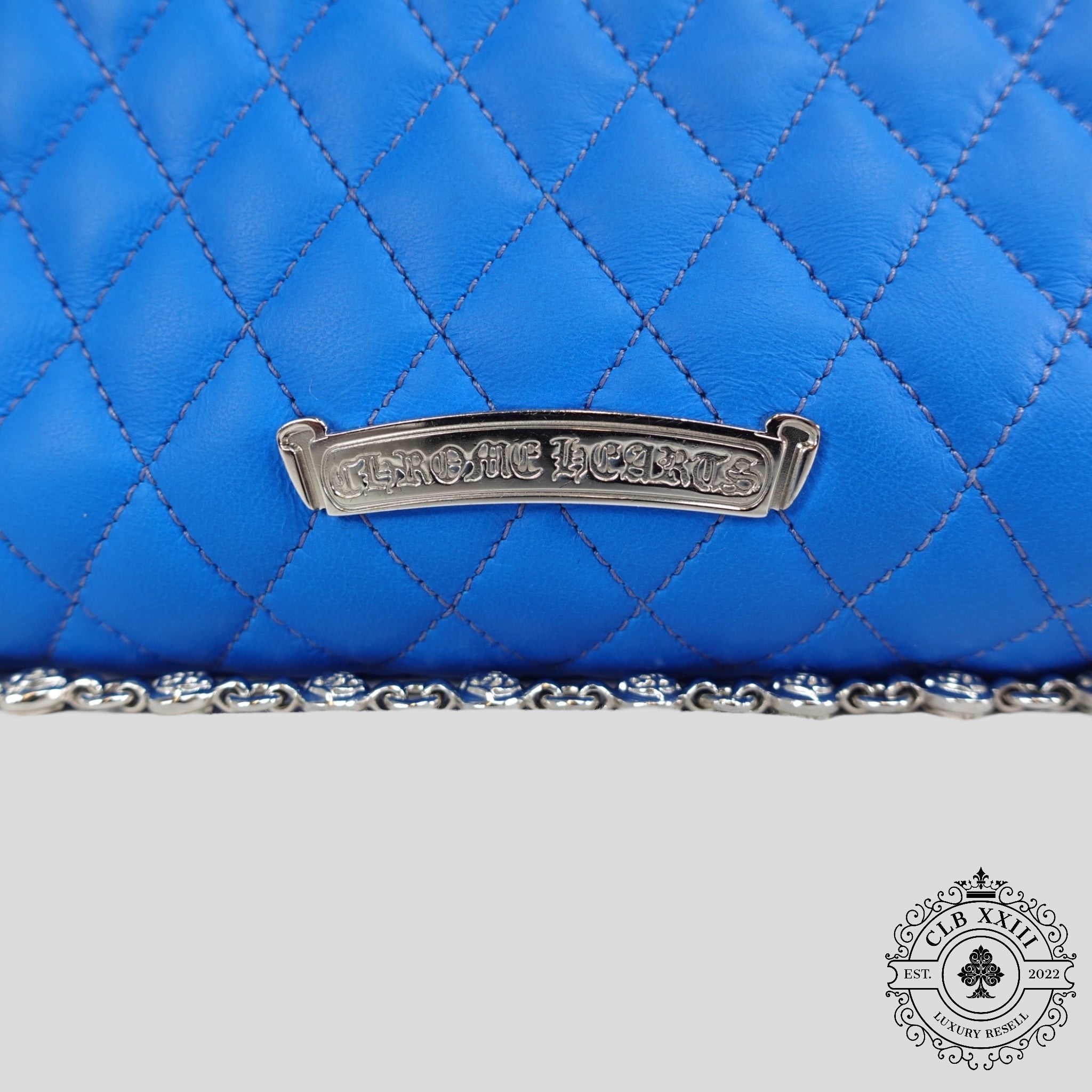 Chrome Hearts Quilted Purse in Light Blue
