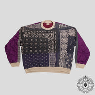 Kapital Nylon Back Bandana Crewneck in Blue/Purple