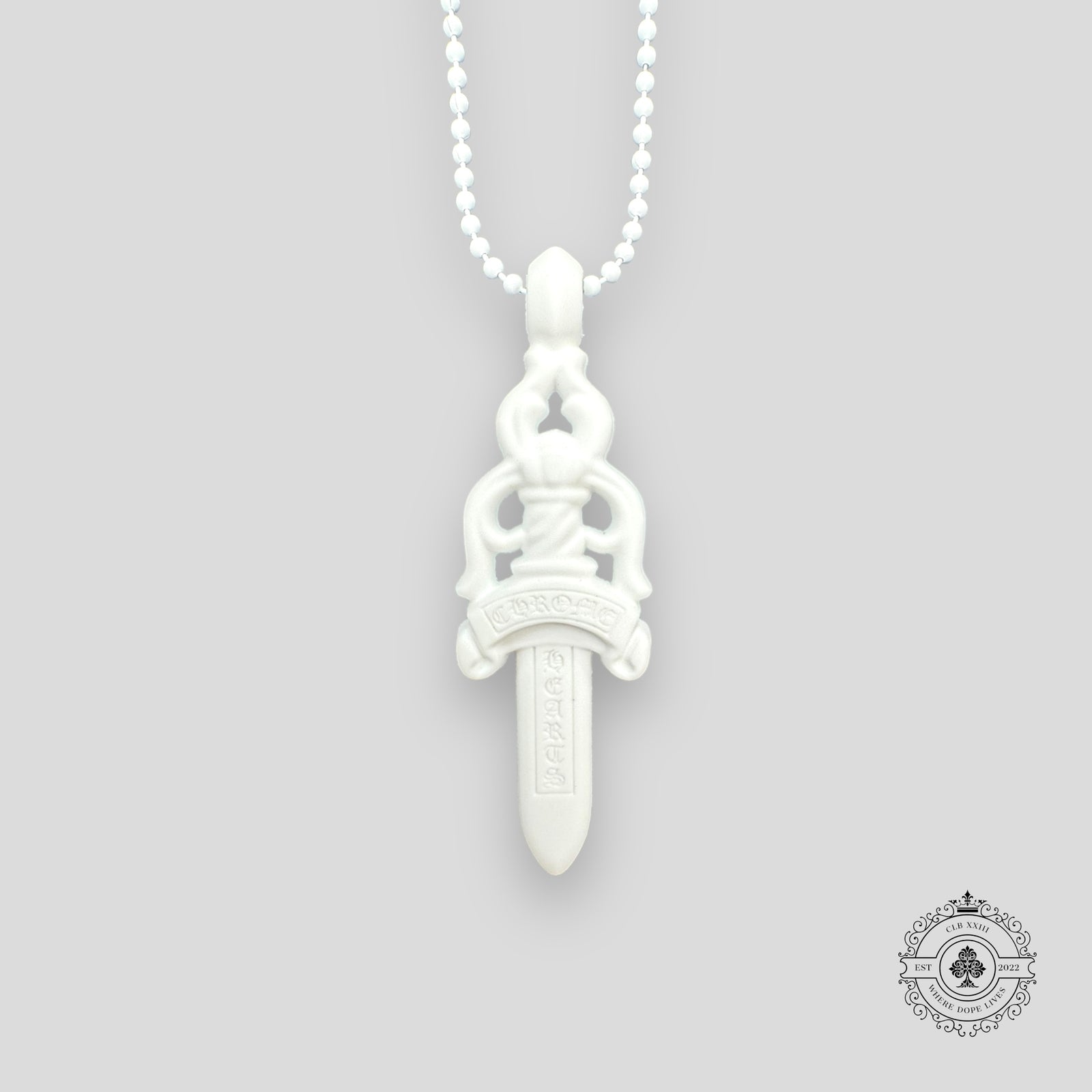 Chrome Hearts Silicone Dagger Necklace in White