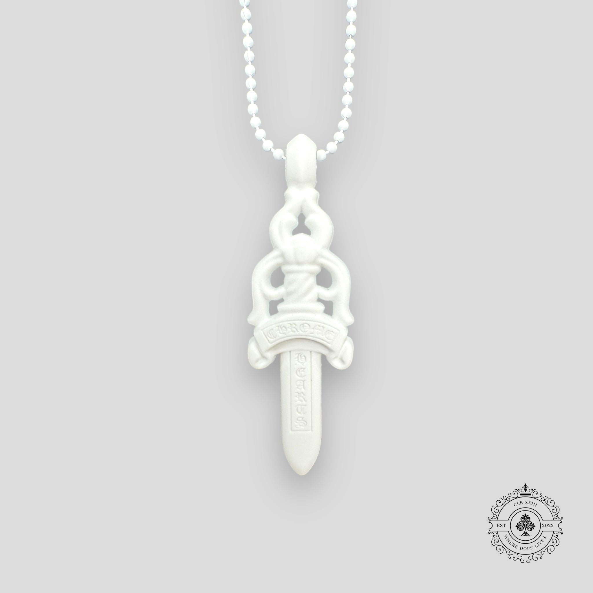 Chrome Hearts Silicone Dagger Necklace in White