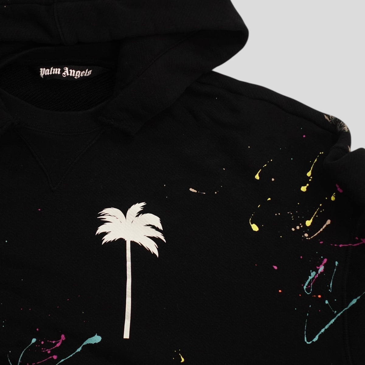 Palm Angels Paint Splatter Hoodie in Black