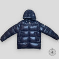 Moncler Maya Short Down Puffer Coat in Navy Blue