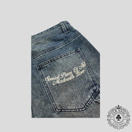 Blind Love Double Knee Denim Shorts in Medium Wash