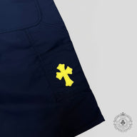 Chrome Hearts Nylon Leather Knee Shorts in Navy