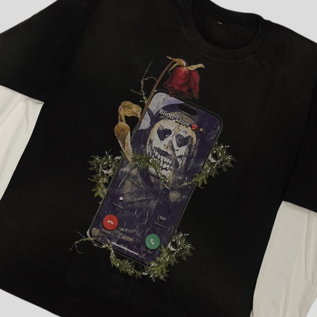 Blind Love Reap What You Love Double Layer T-Shirt in Black