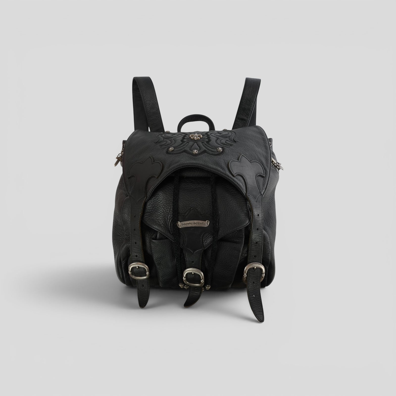 Chrome Hearts Fleur Patch Leather Gunslinger Backpack