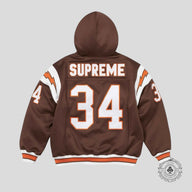 Supreme Football Zip Up Hooded Sweatshirt in Brown